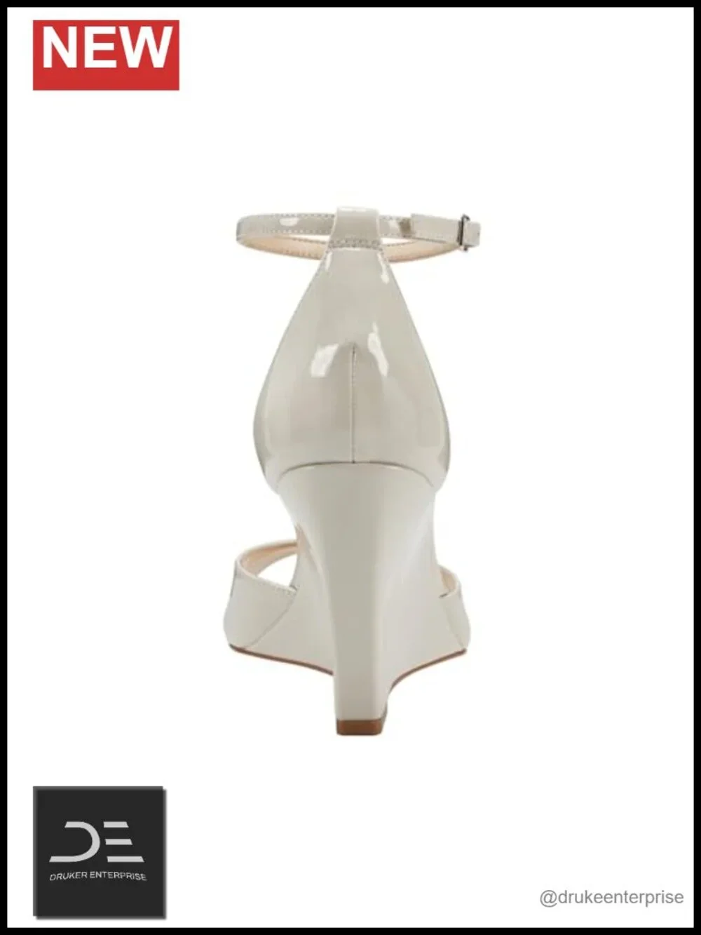 Wedge Sandals Faux Leather Ankle Strap Square Toe 3.54